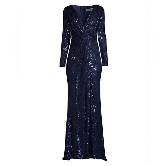 Mac Duggal sequined evening gown midnight size 16 - Picture 1 of 8